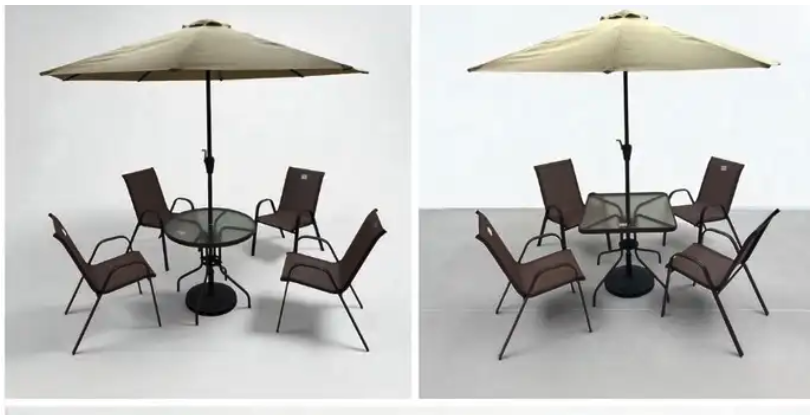 طقم طاولة مع مضلة مع كراسي .