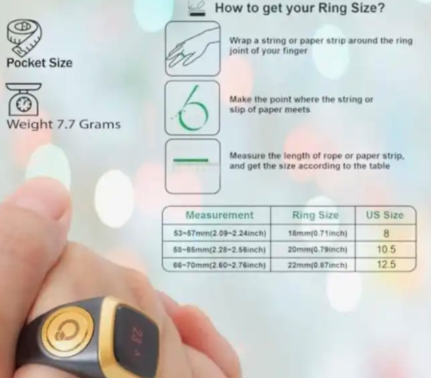 خاتم التسبيح الذكي ( الأصلي ) ب 45 ريال فقط حتى نفاذ الكمية