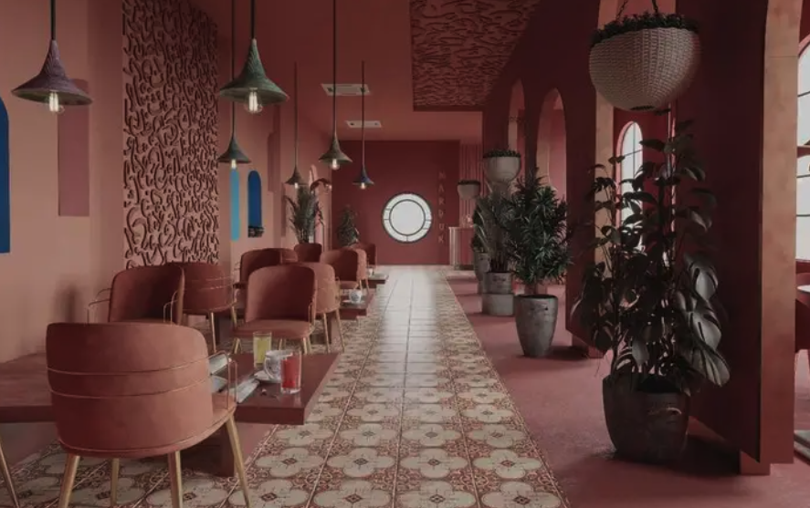 مصمم ثري دي 3d كافيه مكتب مطعم معرض متجر محل