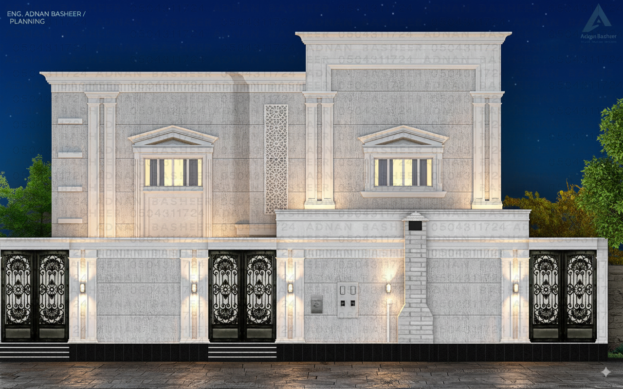 مصمم واجهات خارجية عمائر فلل فوتوشوب 2D حجر بويه رخام GRC هوية مكية