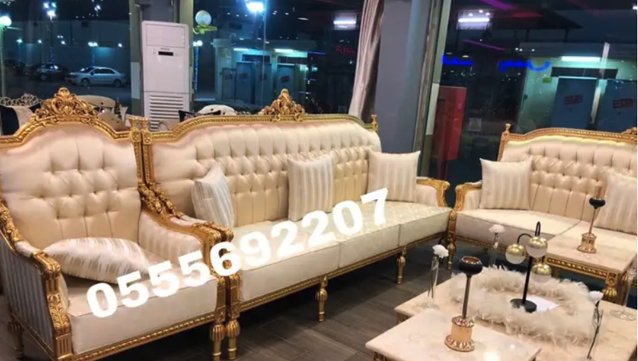 كنب ملكي مجالس قاعات افراح قصور خشب زان مفروشات