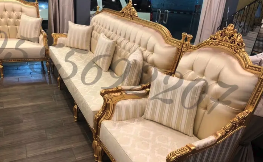 كنب ملكي مجالس قاعات افراح قصور خشب زان مفروشات